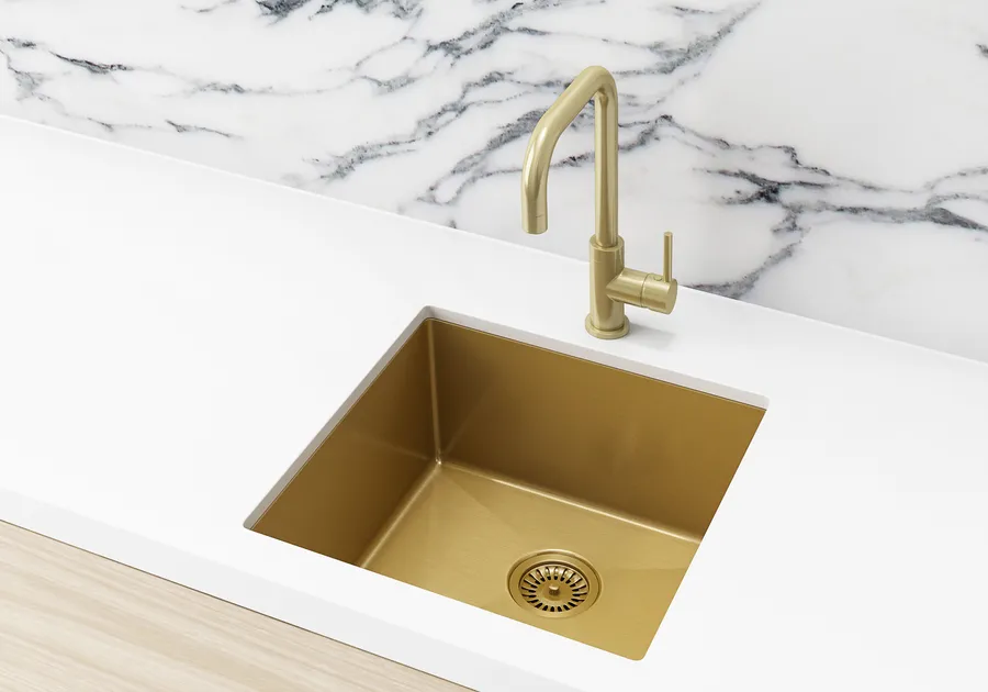 Meir | Lavello BRUSHED BRONZE GOLD KITCHEN SINK - SINGLE BOWL 450 X 450