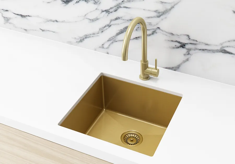Meir | Lavello BRUSHED BRONZE GOLD KITCHEN SINK - SINGLE BOWL 450 X 450