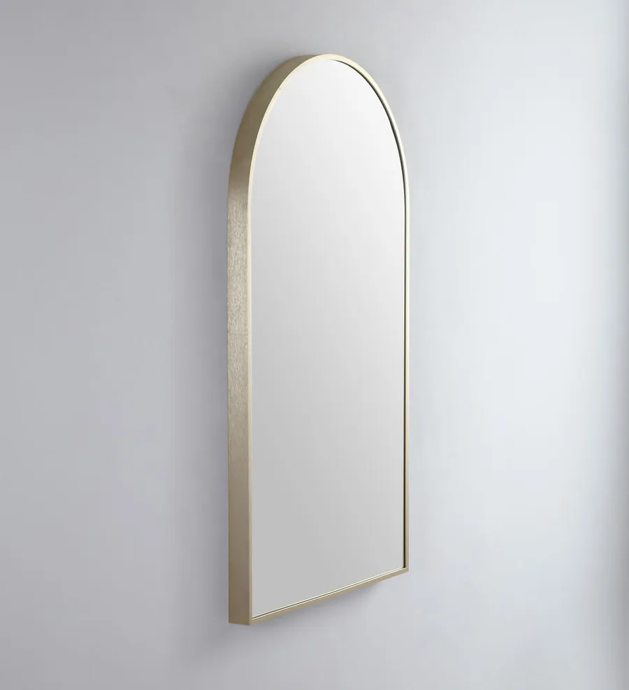 Modern Arch Metal Frame Bathroom Mirror - 7 colour options - 91 x 51cm Brushed Brass