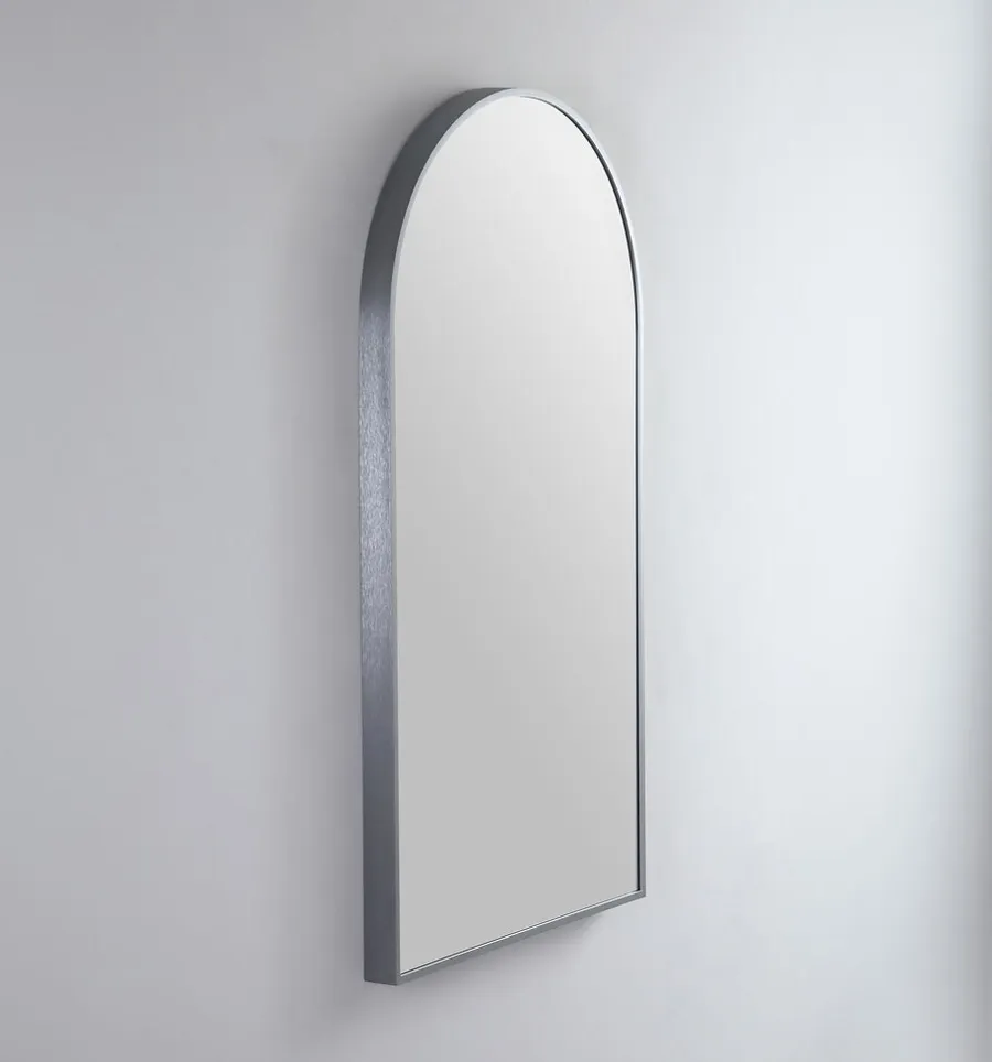 Modern Arch Metal Frame Bathroom Mirror - 7 colour options - 91 x 51cm Brushed Nickel