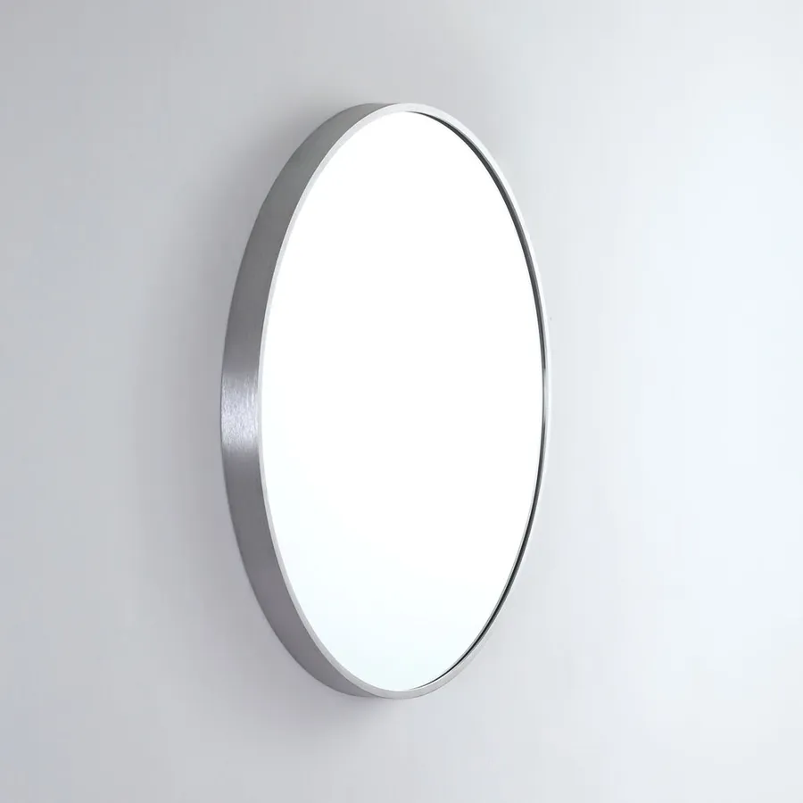 Modern Round Coloured Frame Bathroom Mirror - 7 colour options - 81cm Britis Nickel