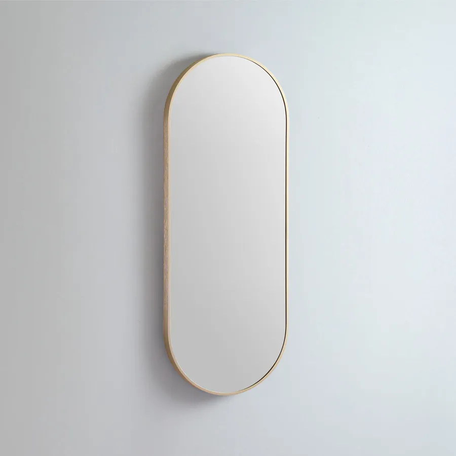Modern Oblong Coloured Frame Bathroom Mirror - 7 colour options - 46cm x 121cm Baltic Brass