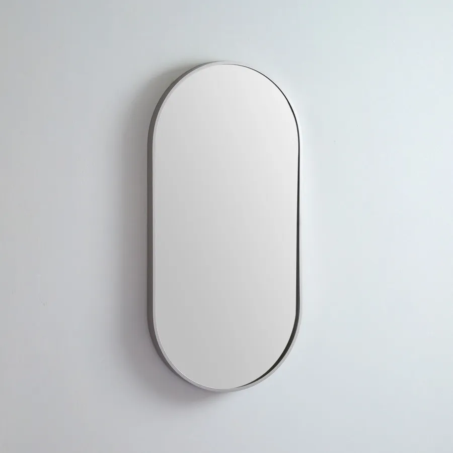 Modern Oblong Coloured Frame Bathroom Mirror - 7 colour options - 46cm x 91cm Britis Nickel