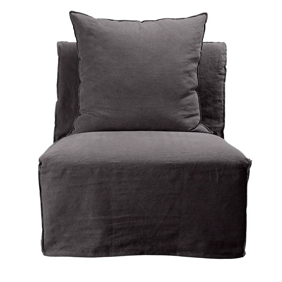 Como Linen Armless Slipper Chair Cover Charcoal - 1 Seater