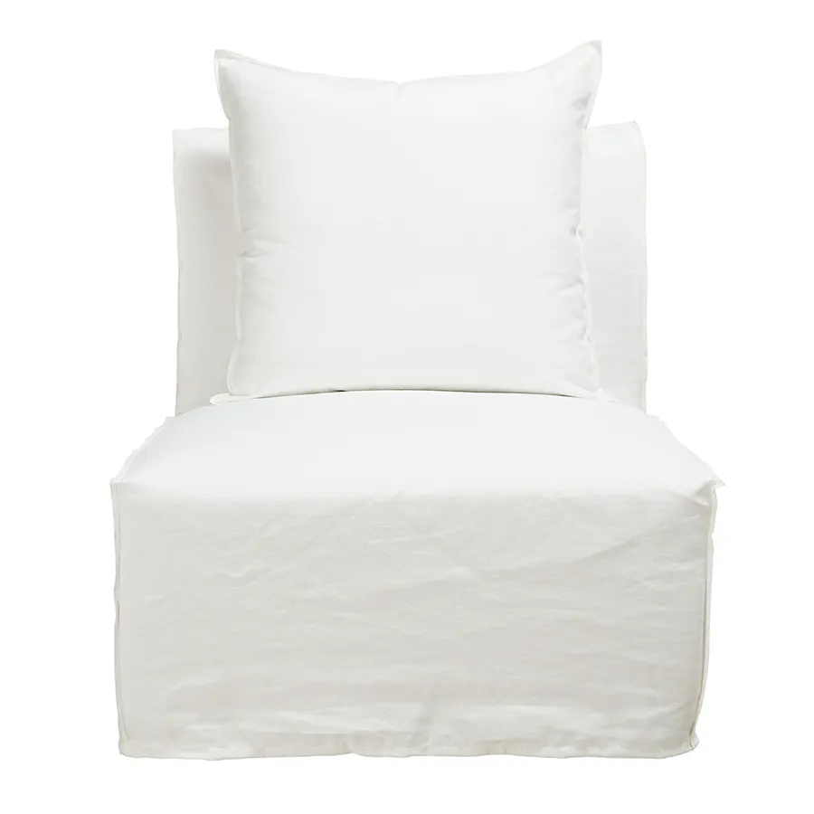 Como Linen Armless Slipper Chair Cover White - 1 Seater