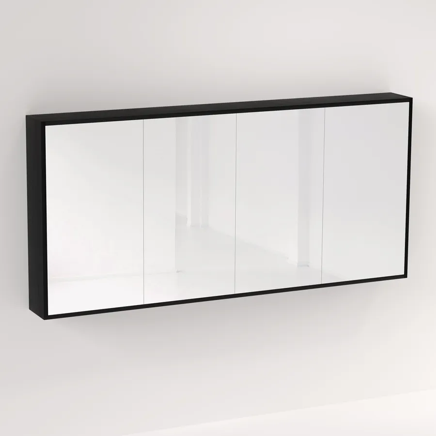 Myra 4 Door Mirror Cabinet 1692mm -  Black Oak