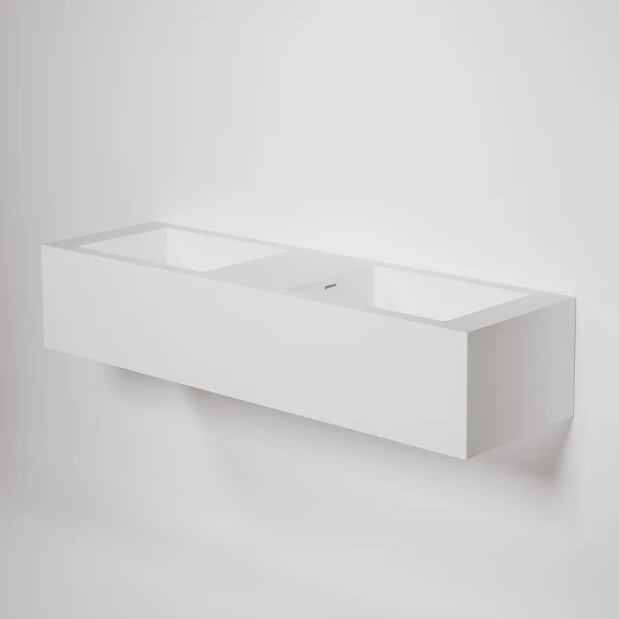 Henderson Double Wall-Mounted Basin 1500mm - Matte White