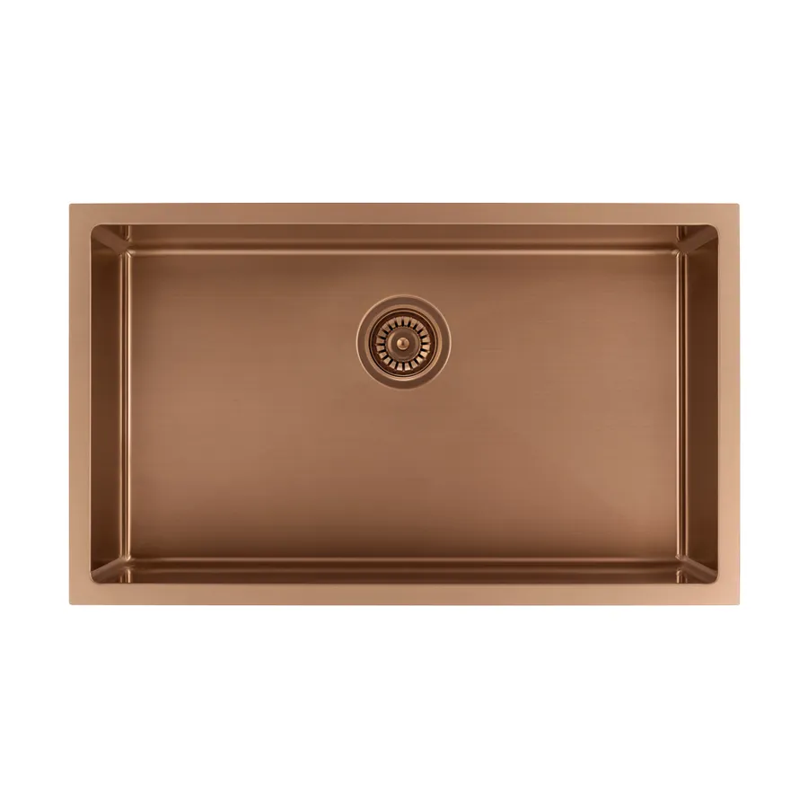 Vari - Single Sink 750mm - Brushed Copper w Rack