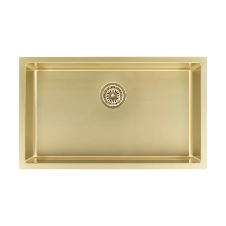 Vari Single Sink 750mm - Brushed Brass w Rack