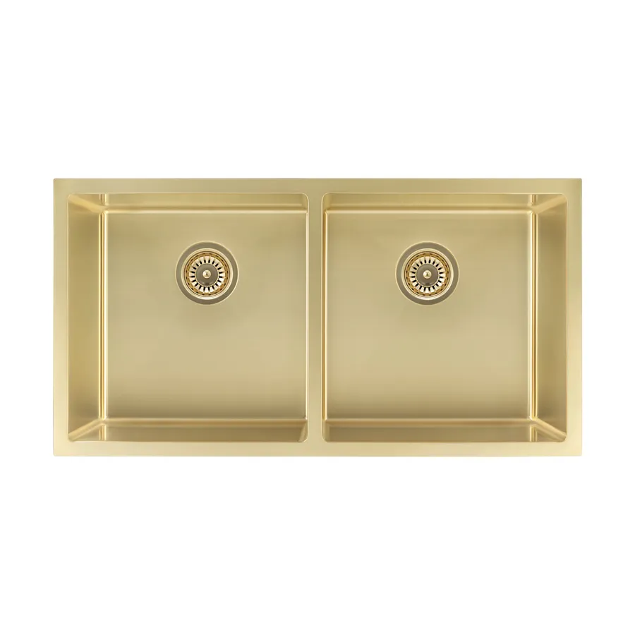 Zalo Double Kitchen Sink 855mm - Brushed Brass