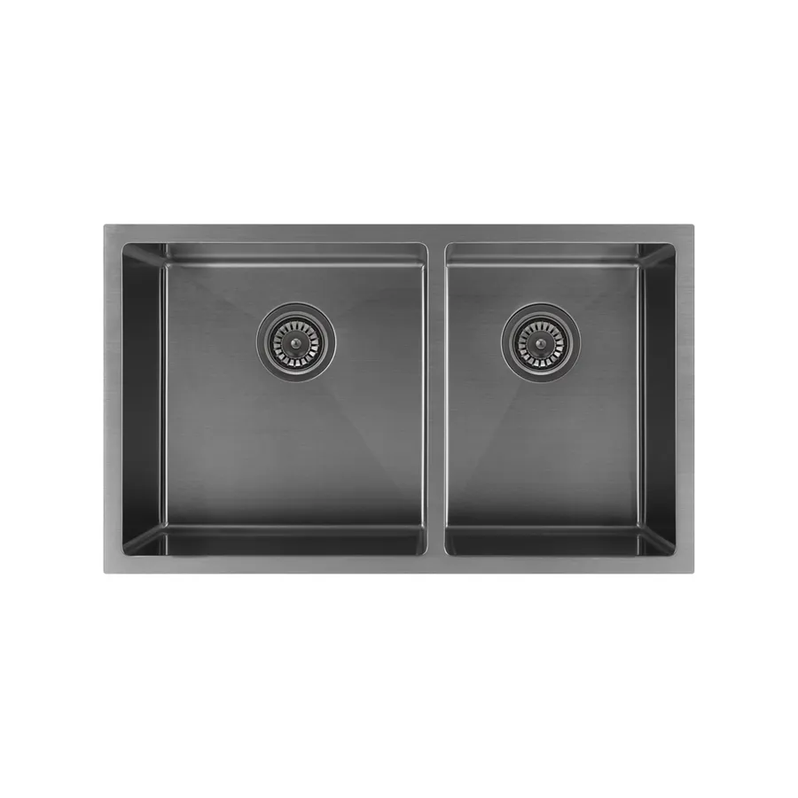 Vita Double Kitchen Sink 760mm - Brushed Gunmetal