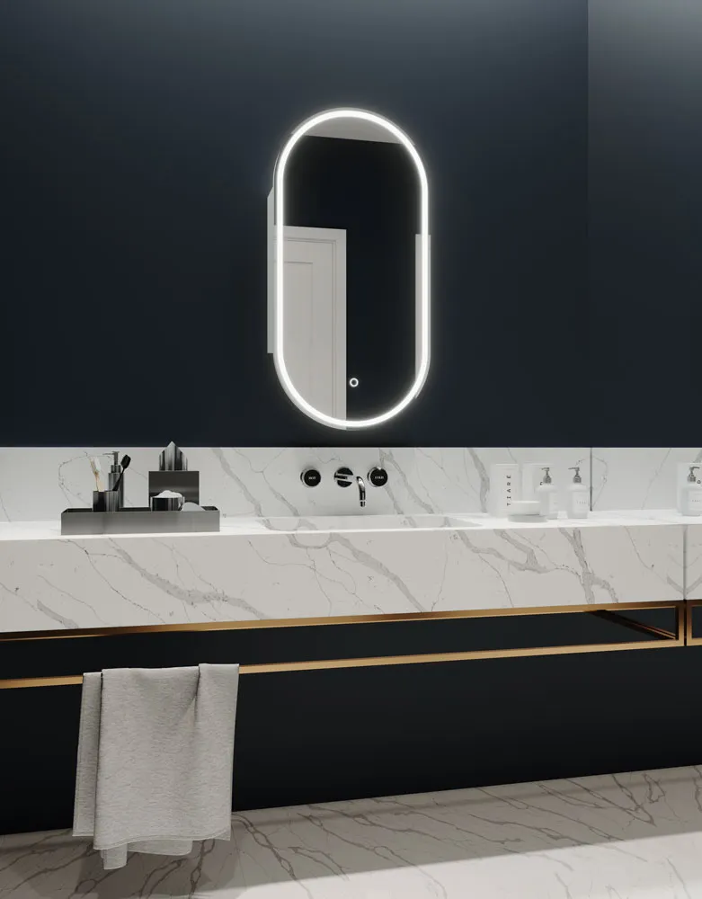 Capsule LED Mirrored Cabinet with Demister - 45cm x 90cm