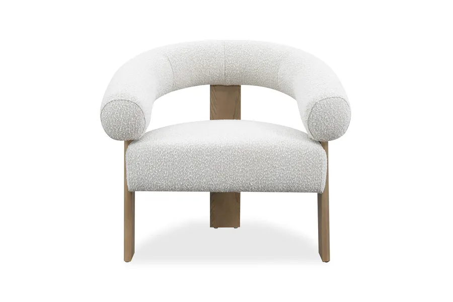 Yoko Modern Armchair in Ivory Boucle Fabric, by Lounge Lovers
