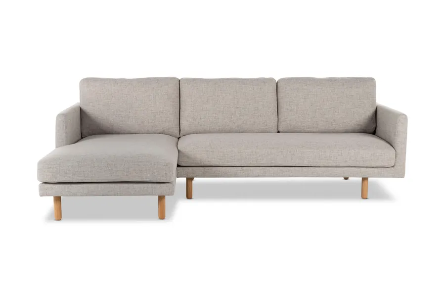 Noah Left-Hand Chaise Sofa, Light Grey Fabric, by Lounge Lovers