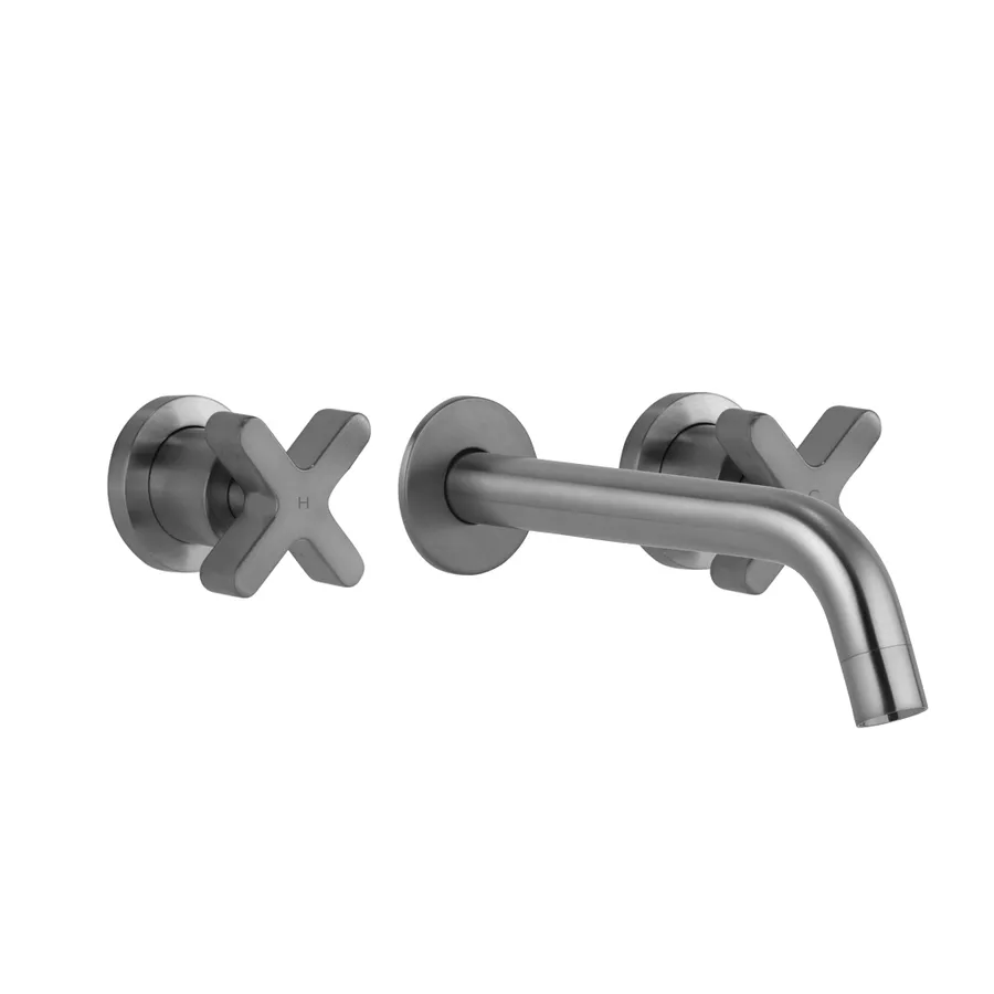 Cross Assembly Taps & Spout Set - Brushed Gunmetal