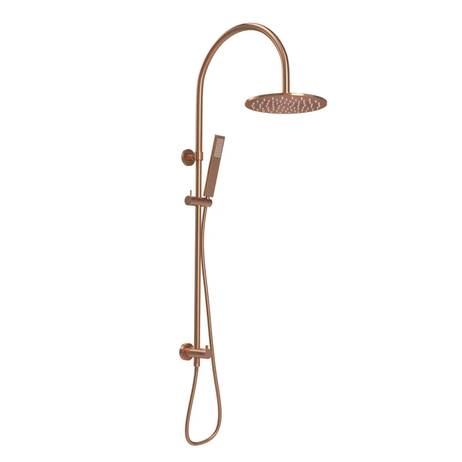 Elysian Gooseneck Shower Rail Set - Brushed Copper