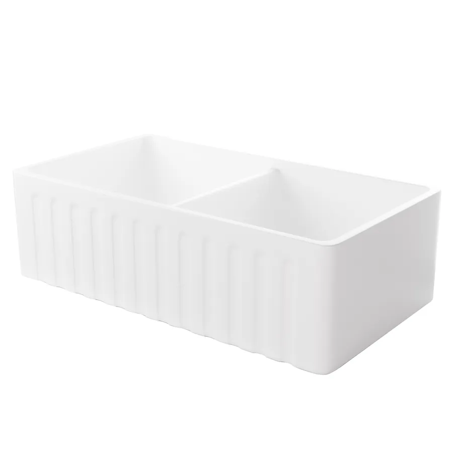 Henley Double Fluted Farmhouse Sink - White