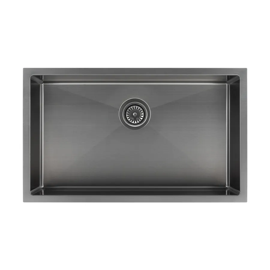 Vari - Single Sink 750mm - Brushed Gunmetal w Rack