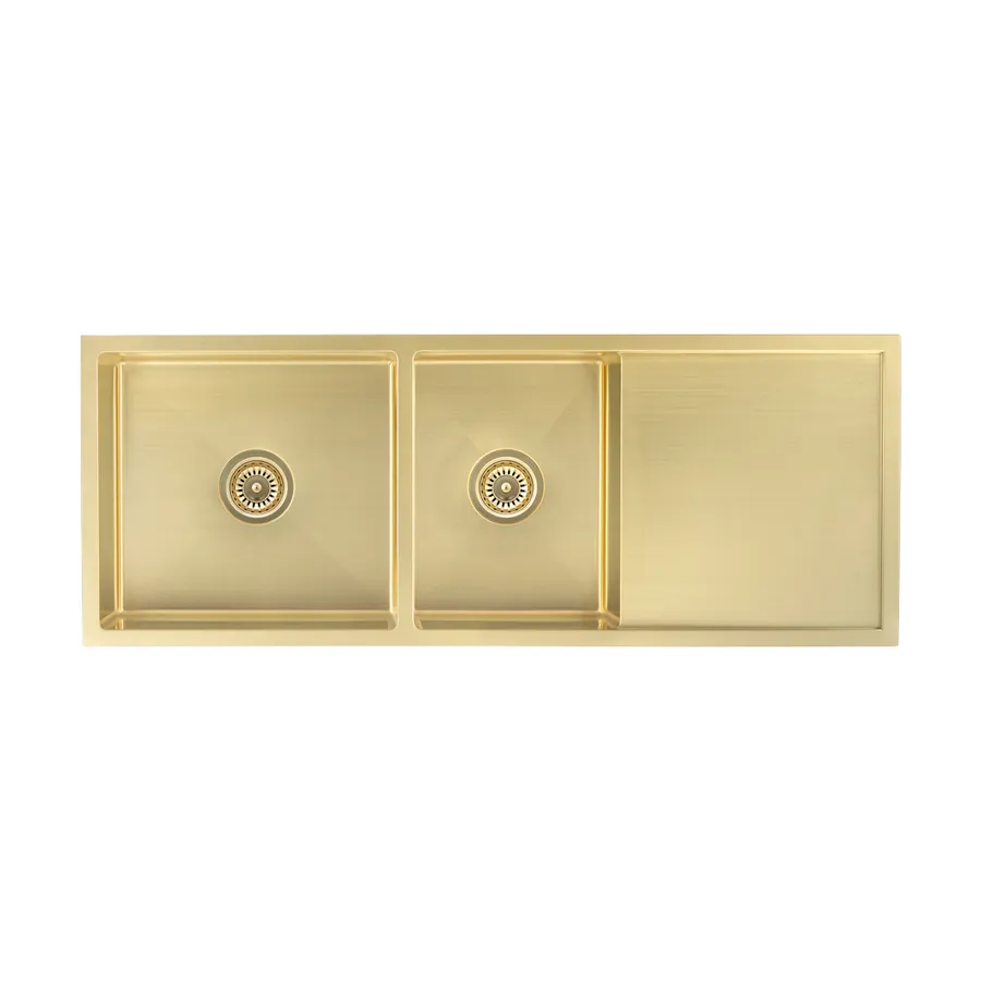 Ontario Double Kitchen Sink - Brushed Brass