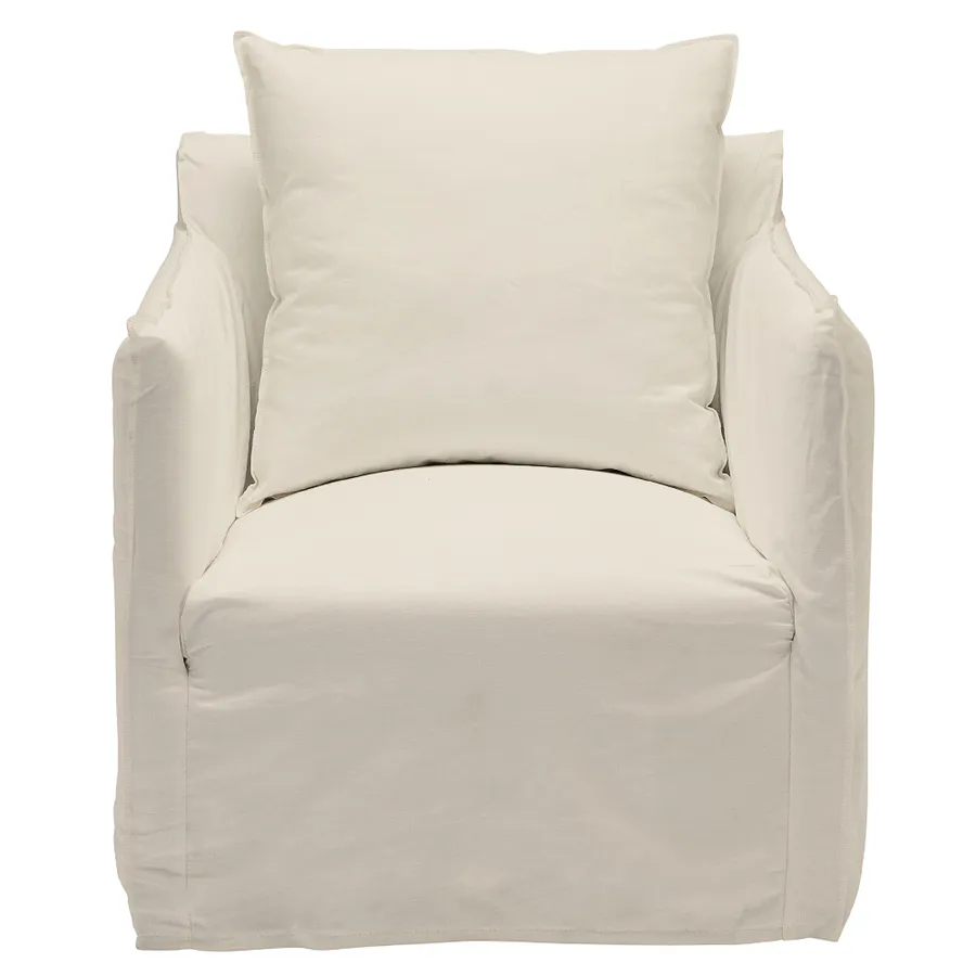 Como Linen Occasional Chair Cover Oatmeal - 1 Seater