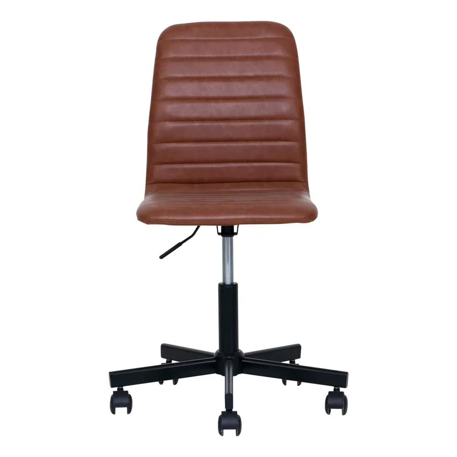 Amanda Desk Chair in Brandy PU / Black Rollers