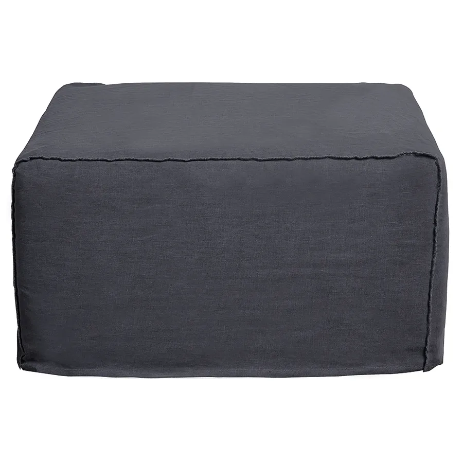 Como Linen Square Ottoman Cover Charcoal - 70cm x 70cm