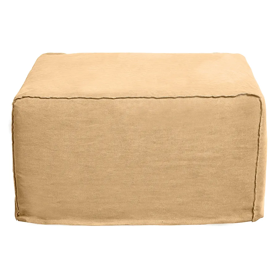Como Linen Square Ottoman Cover Wheat - 100cm x 100cm