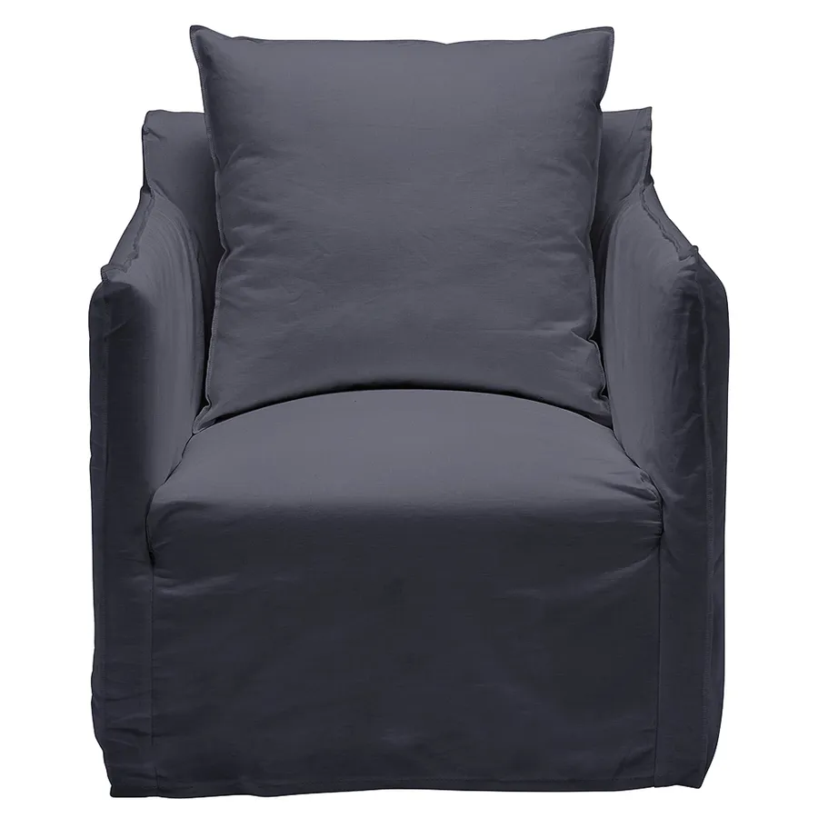 Como Linen Occasional Chair Cover Charcoal - 1 Seater