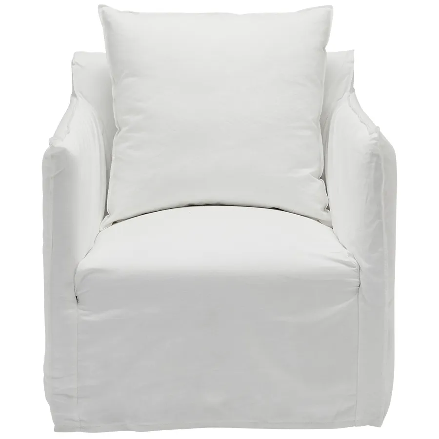 Como Linen Occasional Chair Cover White - 1 Seater