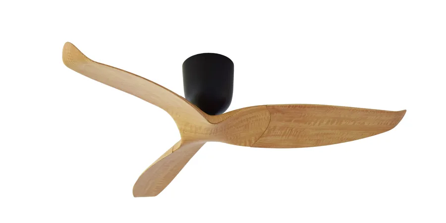 Aeratron AE3+ 3 Blade 50" DC Ceiling Fan With Remote Black With Light Woodgrain Blades