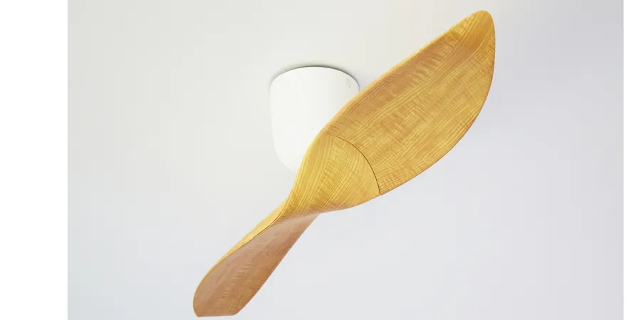 2 Blade 50" Aeratron AE2+ DC Ceiling Fan With Remote White With Light Woodgrain Blades