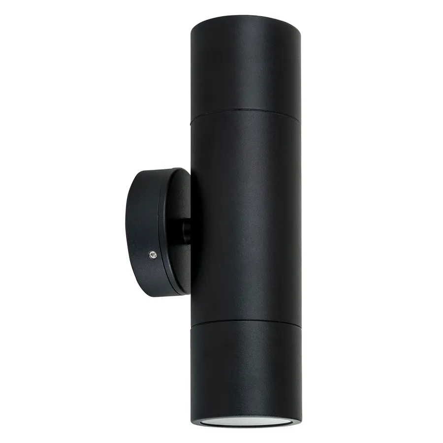 Matte Black Tivah Exterior Up/Down Pillar LED Light 240V GU10 2 x 5W Tri Colour