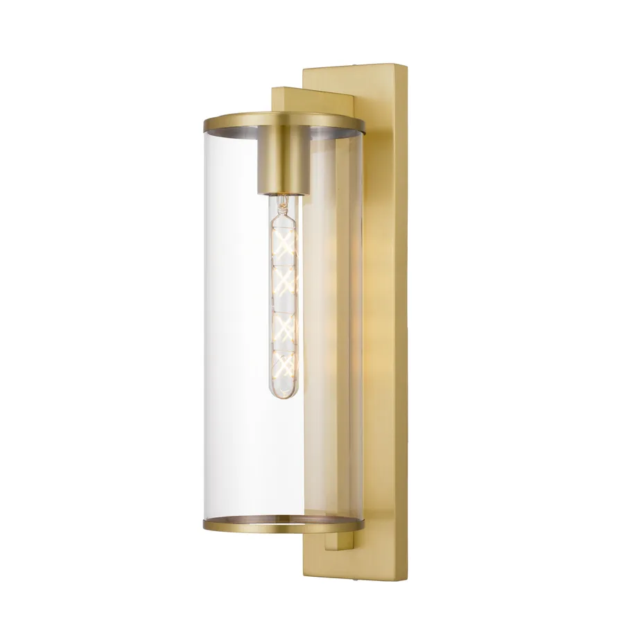 Large Telbix Perova IP44 Industrial Wall Light Natural Brass