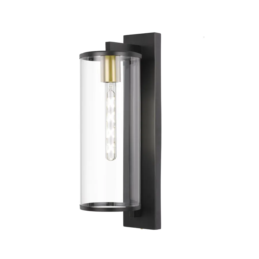 Large Telbix Perova IP44 Industrial Wall Light Black