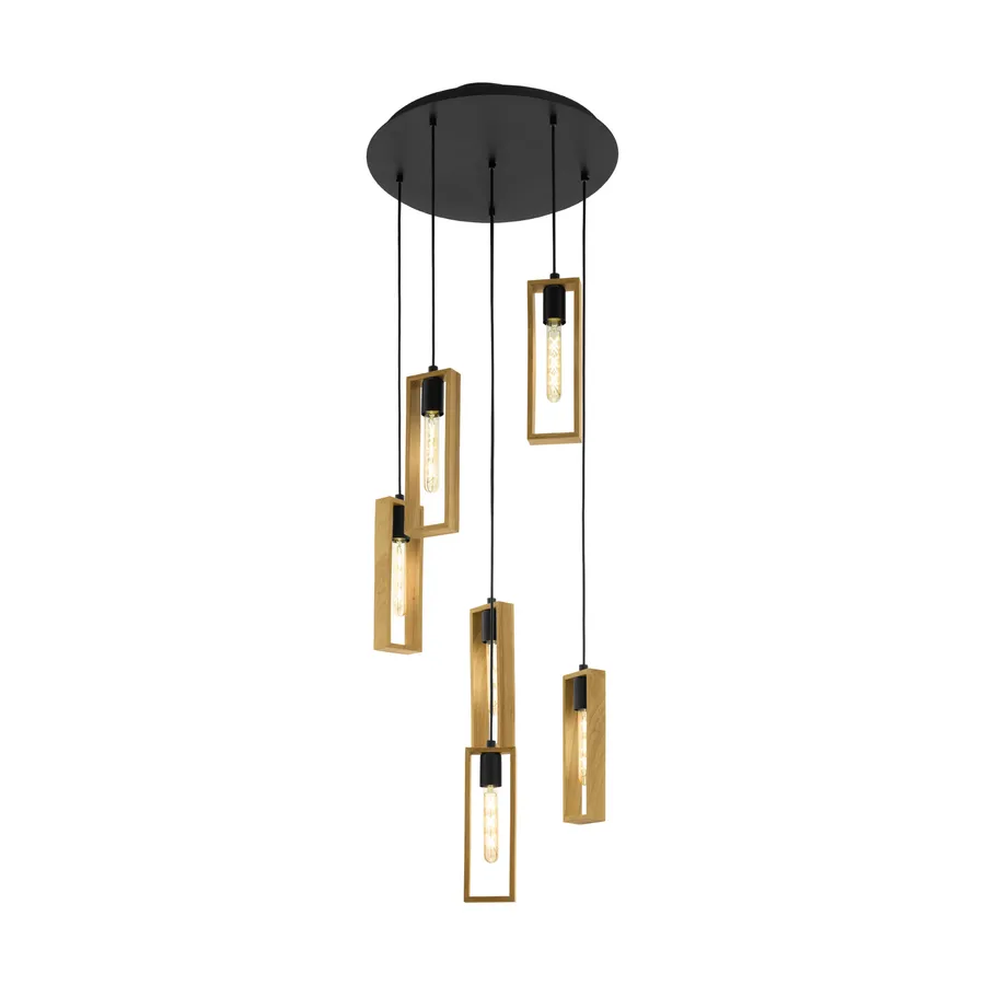 Eglo Littleton Brown and Black Cluster Pendant Light (E27) 6 Light
