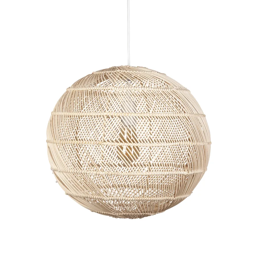 Fiorentino Singapore Round Rattan Pendant Light Edison Screw (E27) Natural