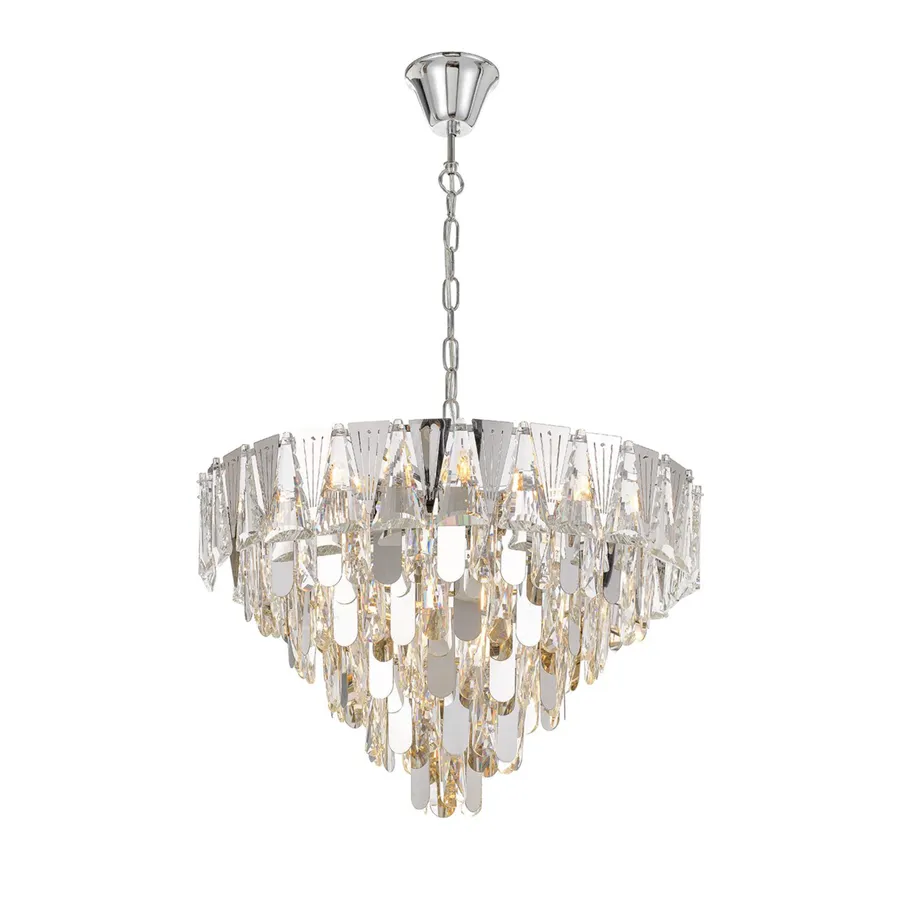 Telbix Valerie Chrome and Crystal Traditional Pendant Light (E14) Large