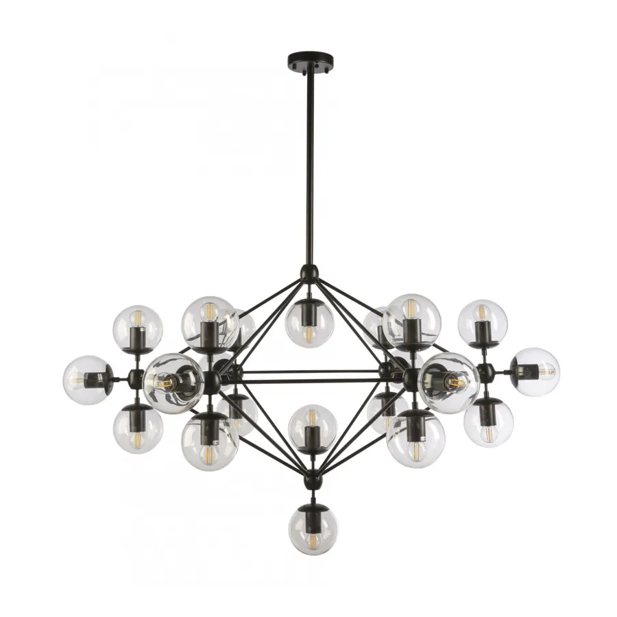 Fiorentino Black Aluminium and Clear Glass Klesh Pendant Light (E27) 21 Light
