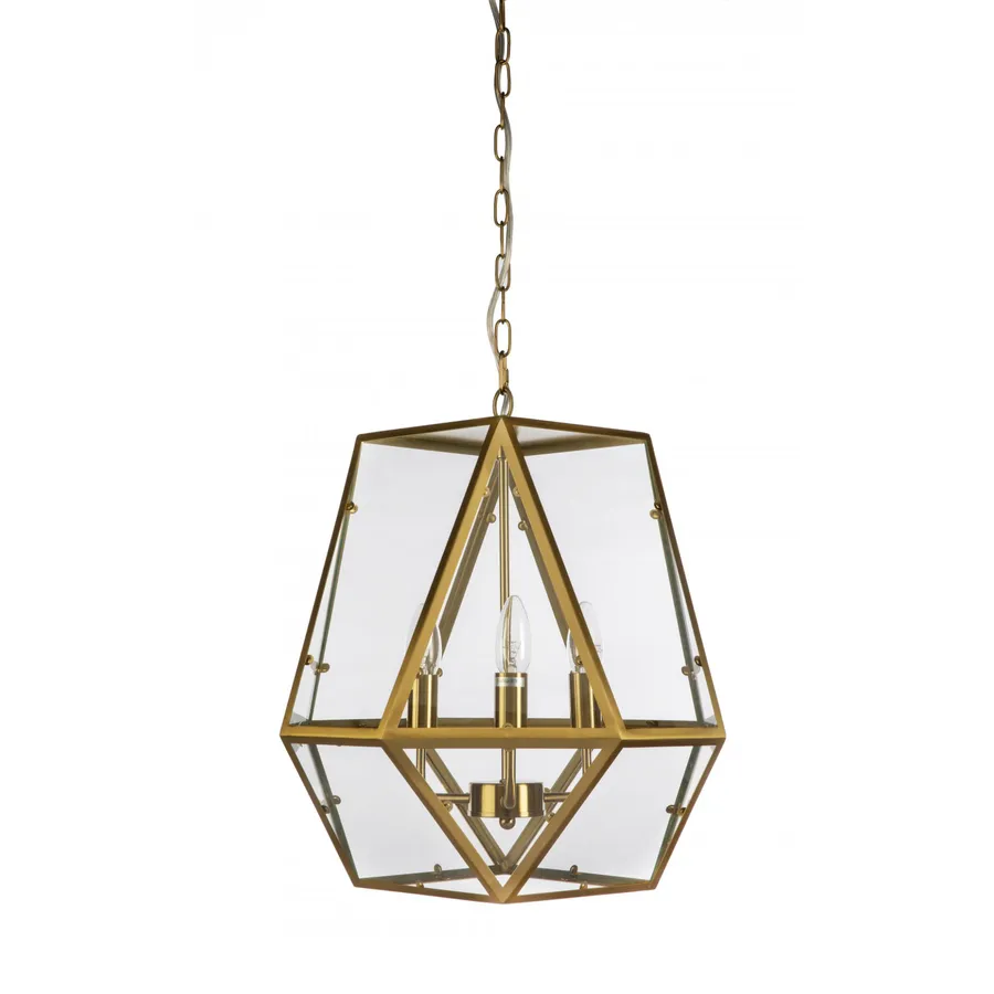 Fiorentino Steel and Clear Glass Pauline Pendant Light (E14) Gold