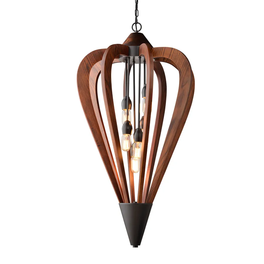 CLA Senorita Tuscan Coffee Wood Timber Pendant With E27 Light Large