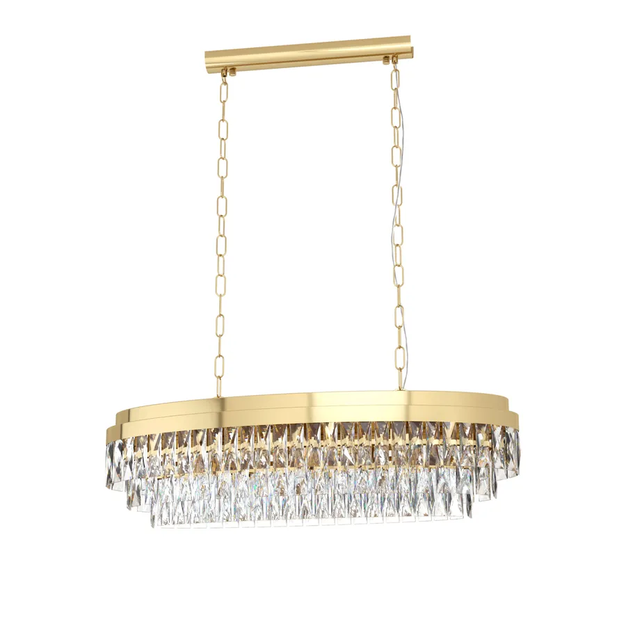 Eglo Valparaiso 10 Light Crystal Pendant Light (E14) Gold