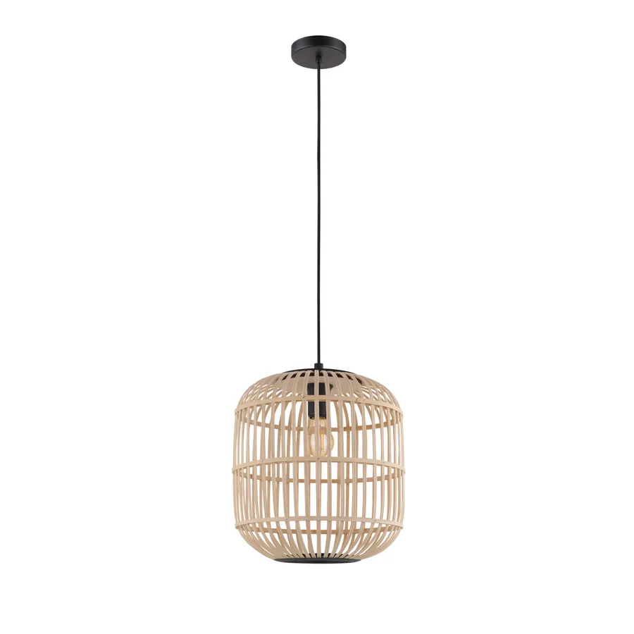 Eglo Bordesley Timber Rattan E27 Pendant Light 1 Light Large