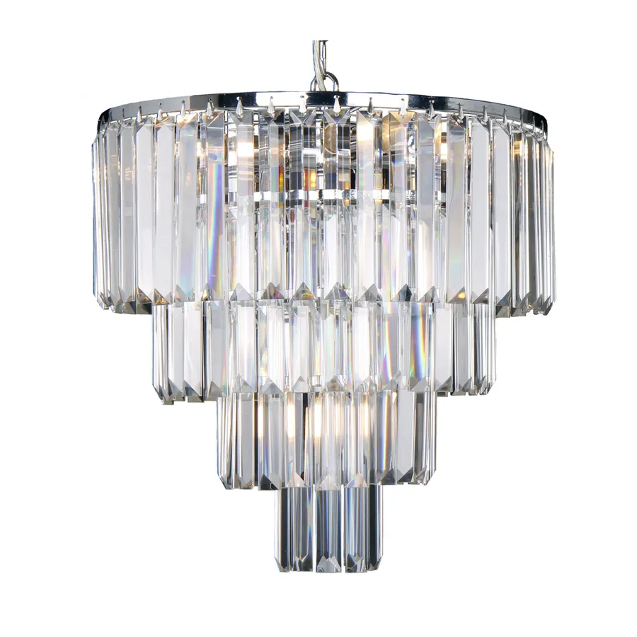 Celestial 4 Tier Cascading Crystal Pendant Chrome