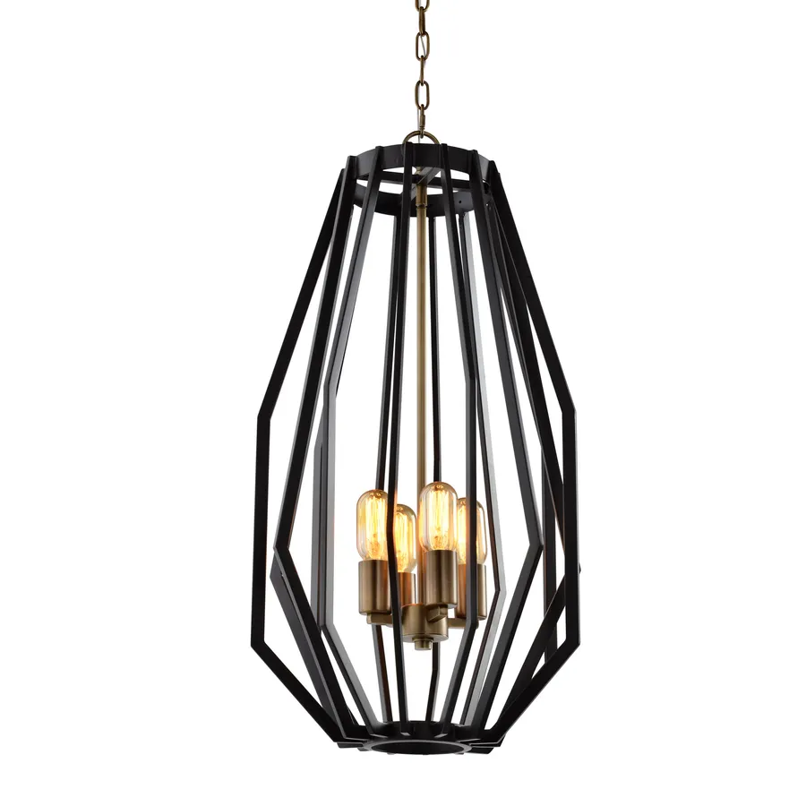 CLA E27 Antique Brass Cage Pendant Gamba 2 4 Light