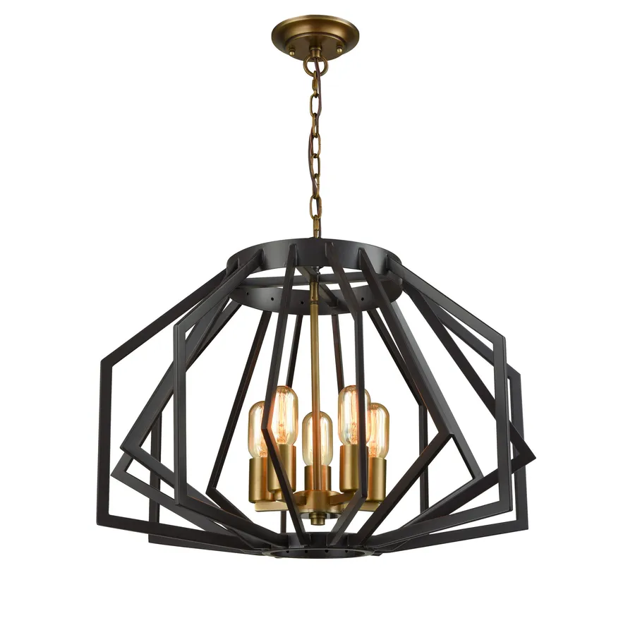 CLA E27 Antique Brass Cage Pendant Gamba 1 5 Light