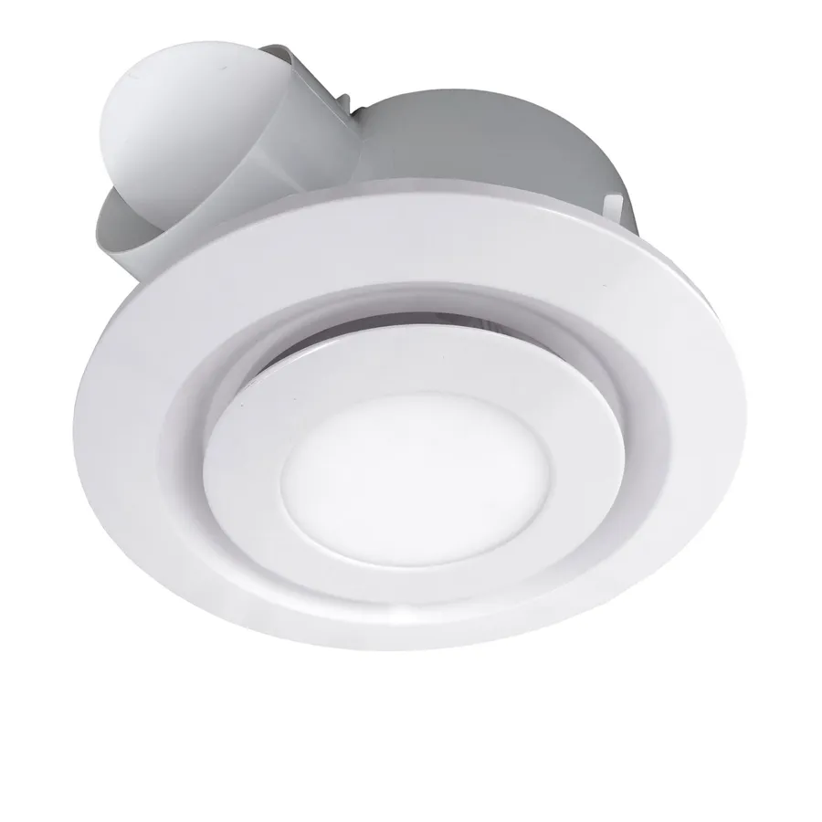 Round Ventair Airbus 250 Pro-V Bathroom Exhaust Fan With 14W LED Light White