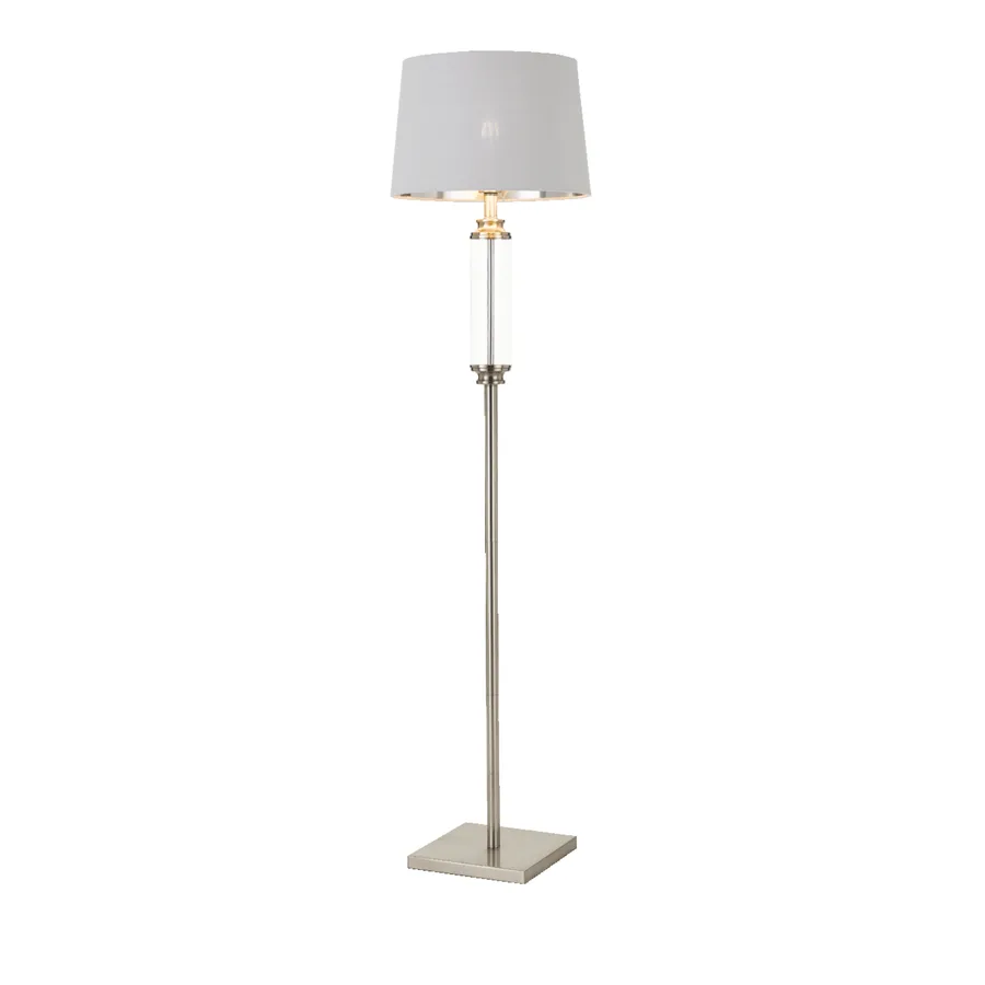 Telbix Dorcel Floor Lamp Edison Screw (E27) Nickel and Clear
