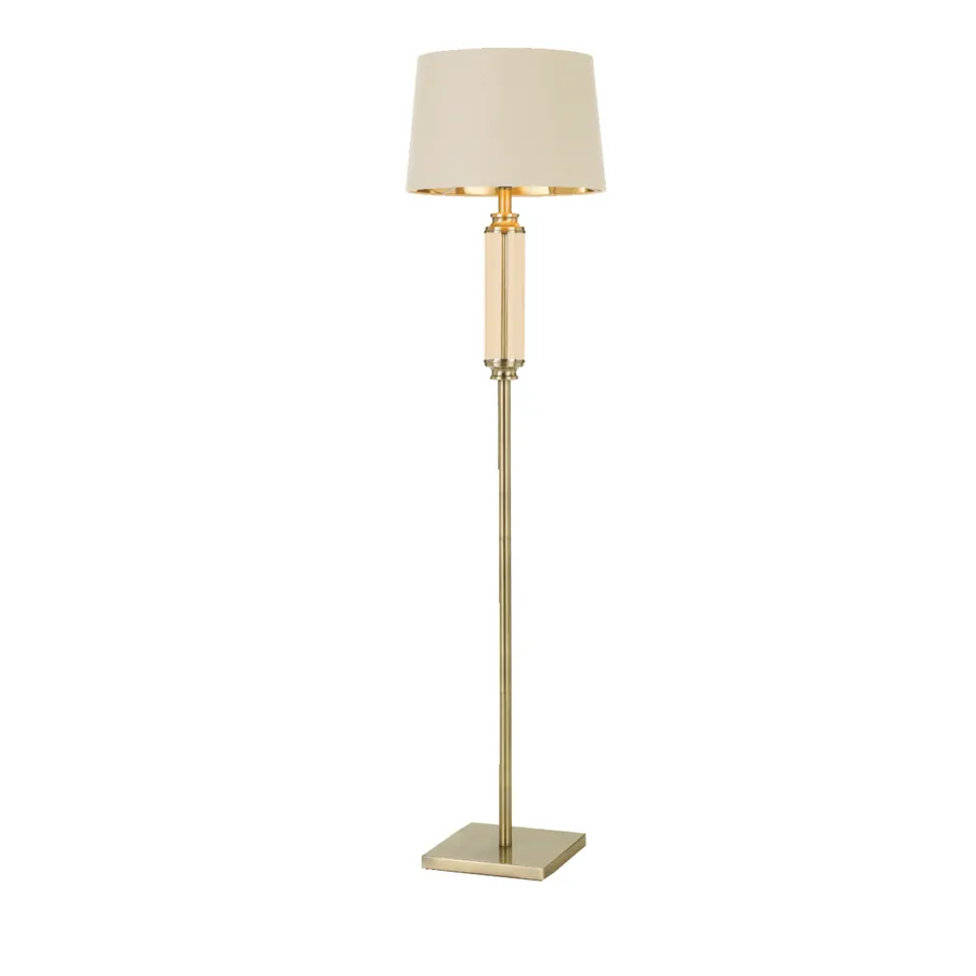 Telbix Dorcel Floor Lamp Edison Screw (E27) Antique Brass and Cream