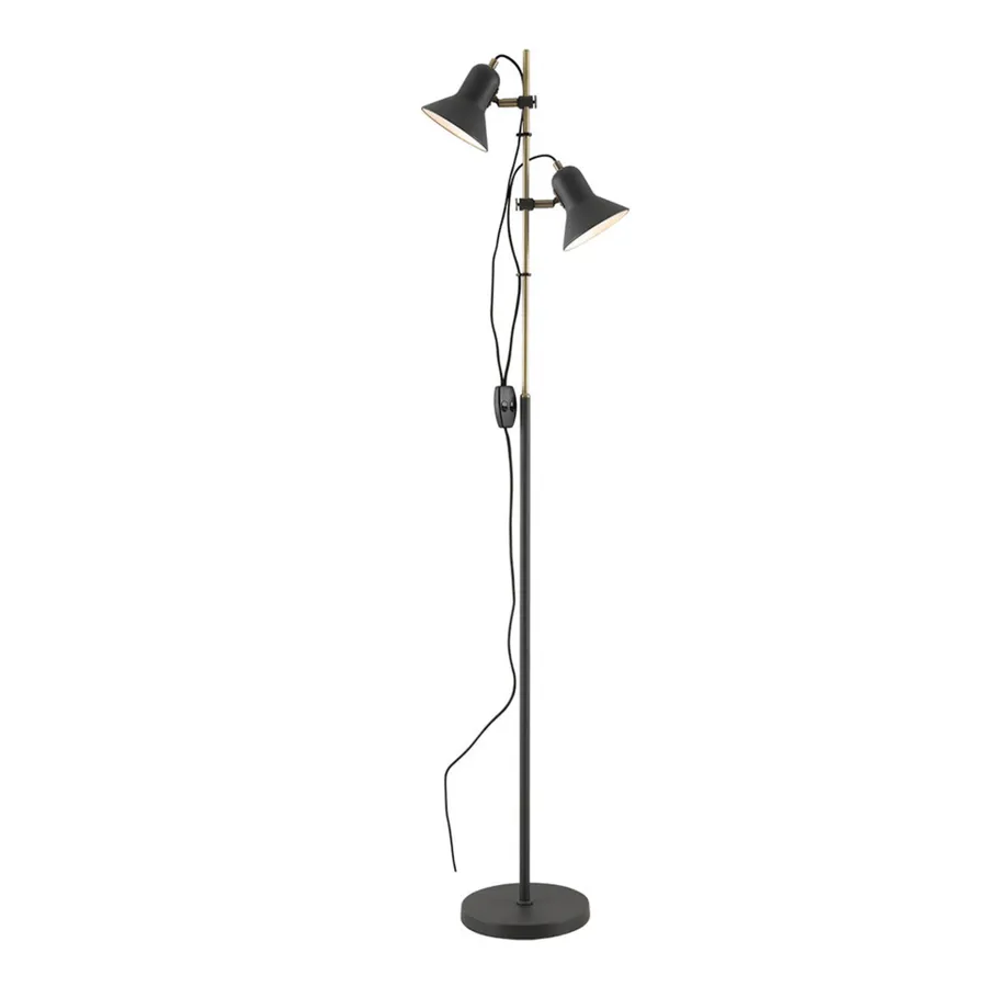 Telbix Corelli Adjustable Twin Floor Lamp (GU10) Black
