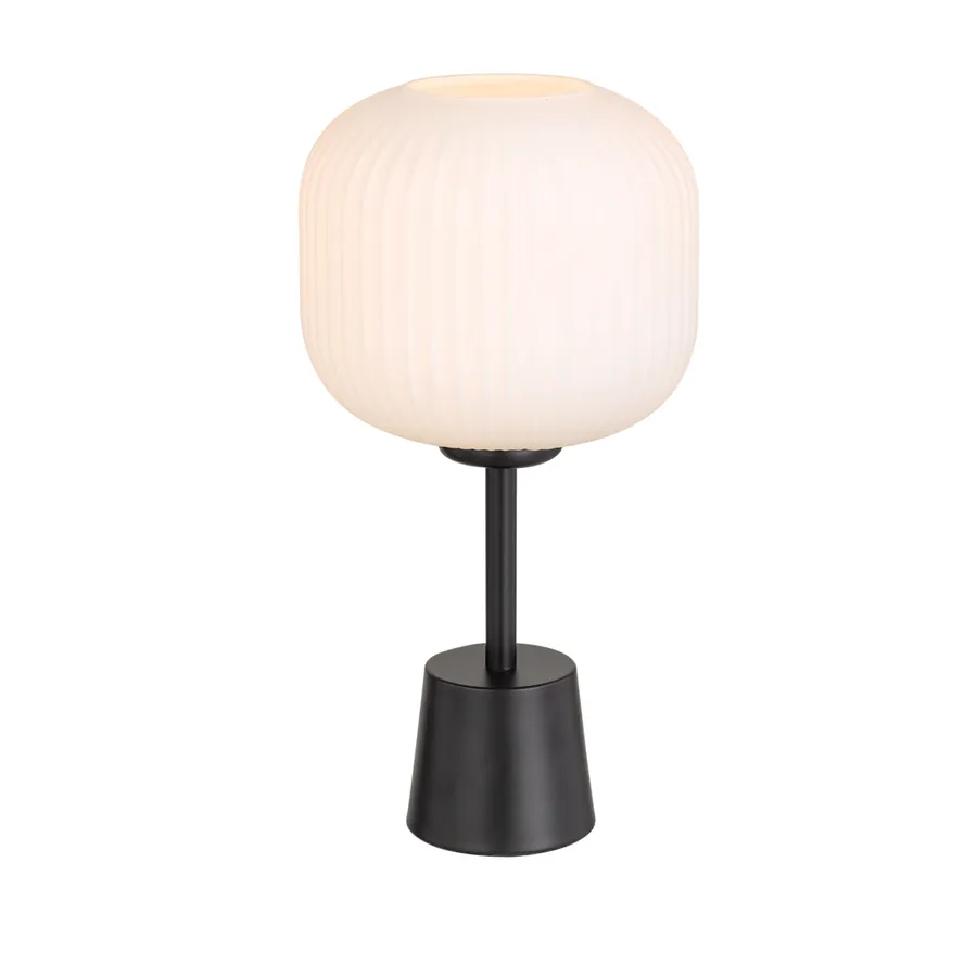 Telbix Bobo Rippled Glass Table Lamp Edison Screw (E27) Black and Opal